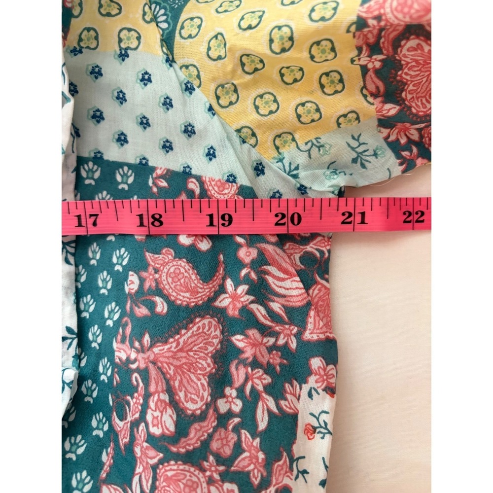 New Simply Southern Patchwork Tiered Maxi Dress Pink Teal Floral Large cottage - Picture 8 of 14
